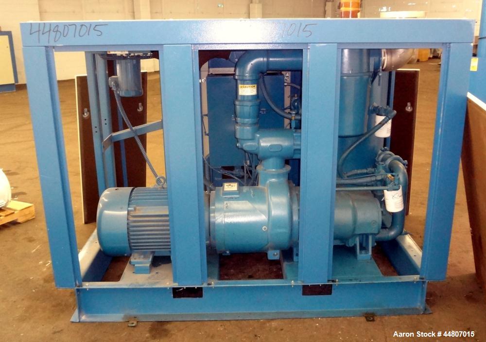Used Quincy Compressor QSVI Series Rotary Screw Vacuum Pump, Model QSVI25ACN3A. Air cooled, nominal capacity 365 ACFM, base vacuum level 29.9 HgV, inlet connection 4". Driven by a 25hp, 3/60/230/460 ...