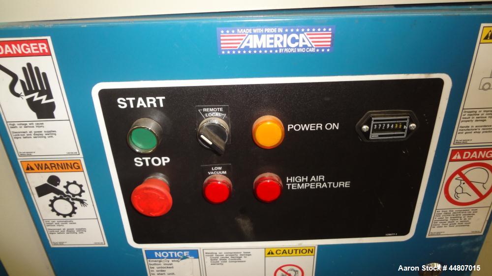 Used Quincy Compressor QSVI Series Rotary Screw Vacuum Pump, Model QSVI25ACN3A. Air cooled, nominal capacity 365 ACFM, base vacuum level 29.9 HgV, inlet connection 4". Driven by a 25hp, 3/60/230/460 ...