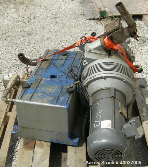 Used Rietschle Oil Seal Vacuum Pump, Type VL-100-01. Approximately 58.86 cfm at 225 TORR. Driven by a 5 hp, 3/60/230/460 volt, 1725 rpm XP motor. Base mounted.
