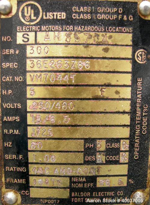 Used Rietschle Oil Seal Vacuum Pump, Type VL-100-01. Approximately 58.86 cfm at 225 TORR. Driven by a 5 hp, 3/60/230/460 volt, 1725 rpm XP motor. Base mounted.
