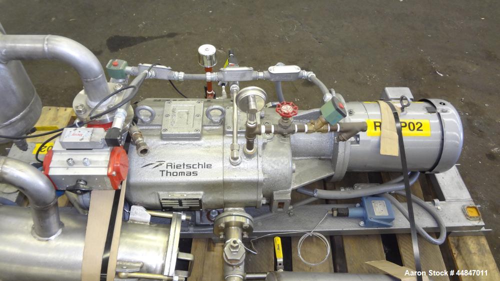 Used Rietschle Twister Series Dry Screw Vacuum Pump, Type VSB320, Carbon Steel.  Rated 188 cfm, end vacuum 0.02 Torr.  Driven by a 10 hp, 3/60/208-230/460 volt, 3430 rpm motor.  Includes a knock out ...