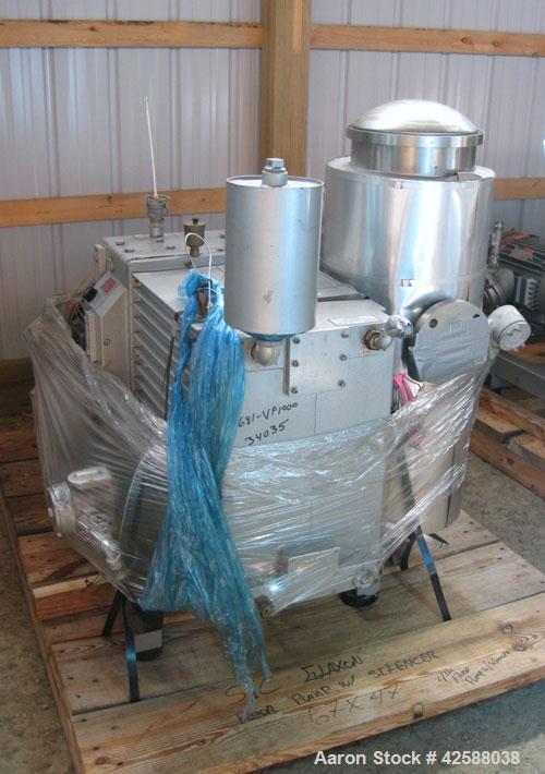 Used Rietschle Oil Seal Vacuum Pump, type VWZ402-16M, carbon steel. Approximately 283 cfm at 0.375 torr- 0.5 mbar- 29.906’’ HG. Driven by a 20 hp, 1755 rpm motor.