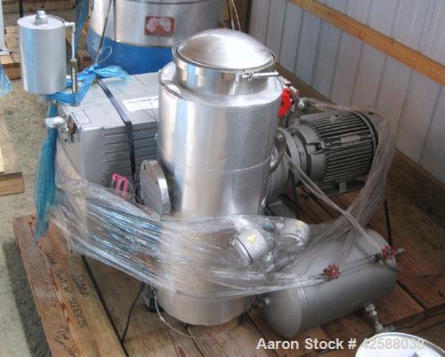 Used Rietschle Oil Seal Vacuum Pump, type VWZ402-16M, carbon steel. Approximately 283 cfm at 0.375 torr- 0.5 mbar- 29.906’’ HG. Driven by a 20 hp, 1755 rpm motor.