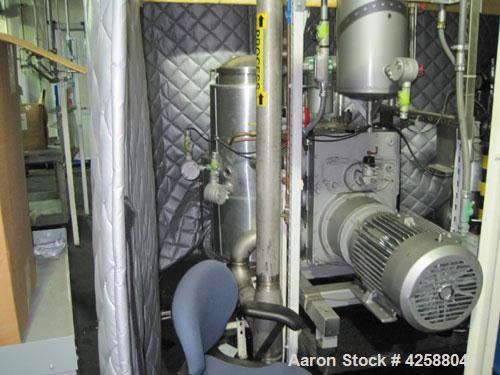 Used Rietschle Oil Seal Vacuum Pump, type VWZ402-16M, carbon steel. Approximately 283 cfm at 0.375 torr- 0.5 mbar- 29.906’’ HG. Driven by a 20 hp, 1755 rpm motor.
