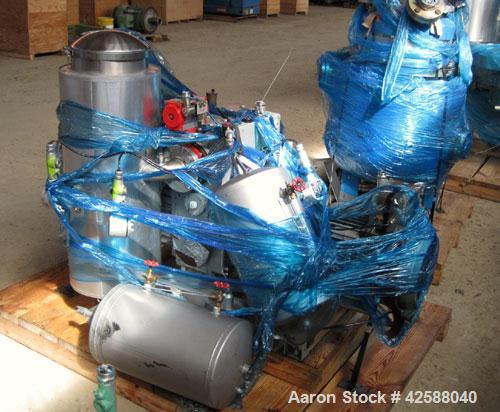 Used Rietschle Oil Seal Vacuum Pump, type VWZ402-16M, carbon steel. Approximately 283 cfm at 0.375 torr- 0.5 mbar- 29.906’’ HG. Driven by a 20 hp, 1755 rpm motor.
