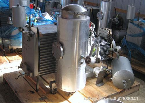Used Rietschle Oil Seal Vacuum Pump, type VWZ402-16M, carbon steel. Approximately 283 cfm at 0.375 torr- 0.5 mbar- 29.906’’ HG. Driven by a 20 hp, 1755 rpm motor.