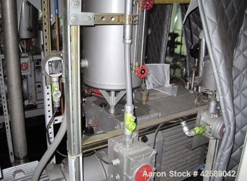 Used Rietschle Oil Seal Vacuum Pump, type VWZ402-16M, carbon steel. Approximately 283 cfm at 0.375 torr- 0.5 mbar- 29.906’’ HG. Driven by a 20 hp, 1755 rpm motor.
