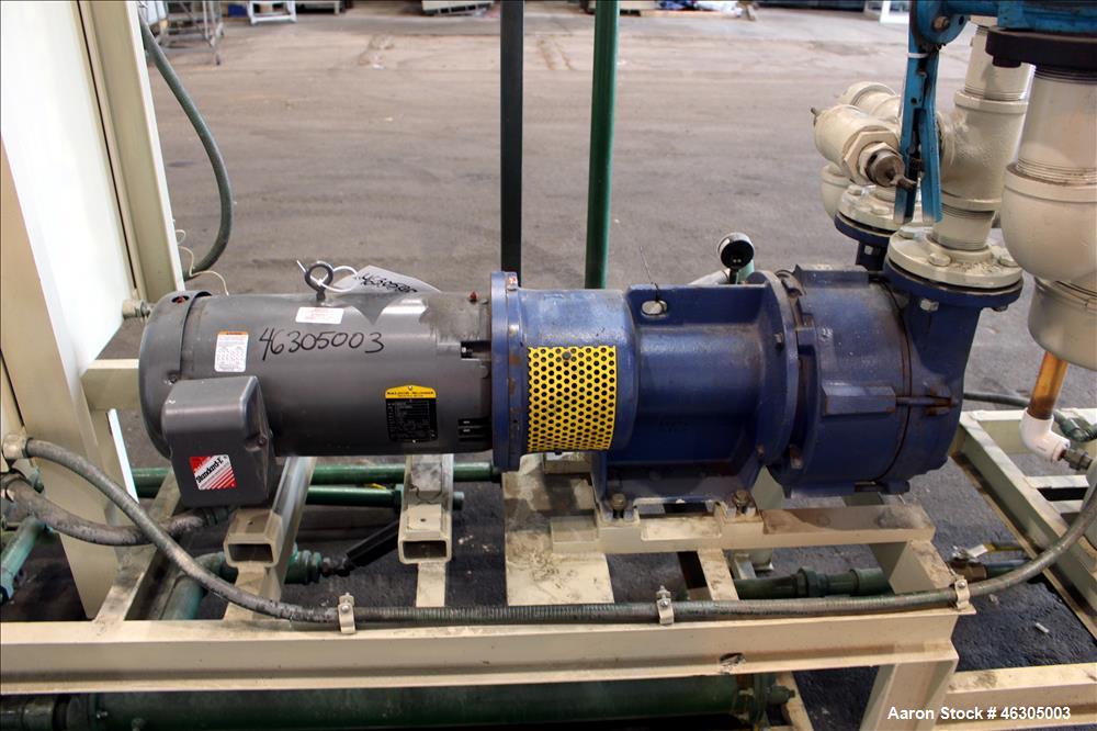 Used Squire Cogswell Vacuum Pump System consisting of (1) Squire Cogswell liquid ring vacuum pump, model LEX 320, carbon steel. Approximately 210 cfm, serial #0105089/1, 2-1/2" inlet/outlet, driven b...