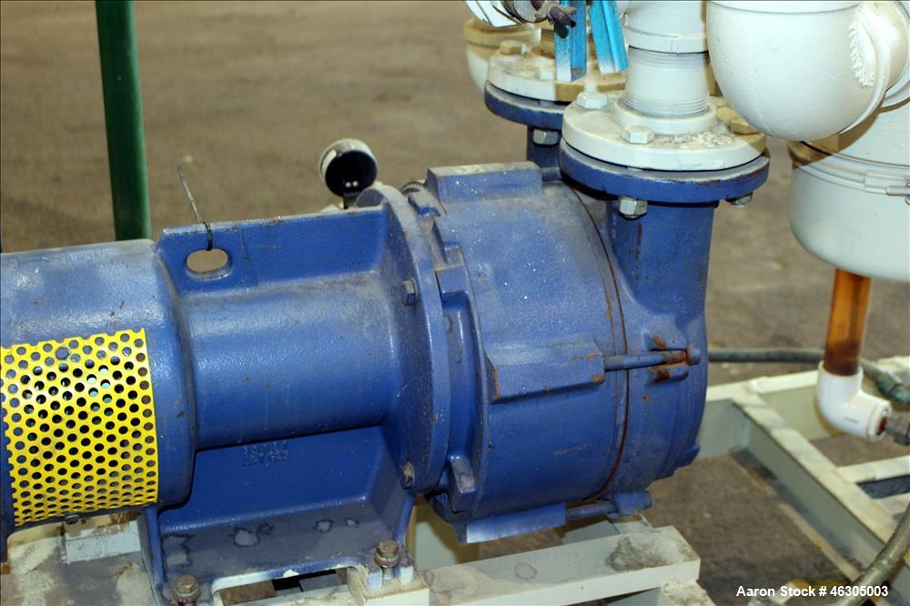 Used Squire Cogswell Vacuum Pump System consisting of (1) Squire Cogswell liquid ring vacuum pump, model LEX 320, carbon steel. Approximately 210 cfm, serial #0105089/1, 2-1/2" inlet/outlet, driven b...