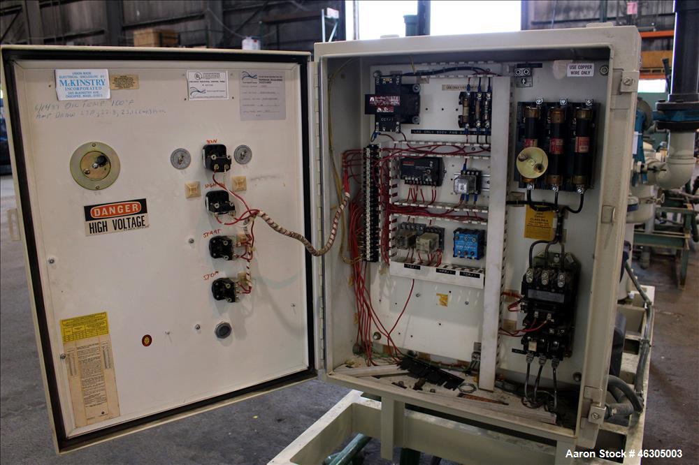 Used Squire Cogswell Vacuum Pump System consisting of (1) Squire Cogswell liquid ring vacuum pump, model LEX 320, carbon steel. Approximately 210 cfm, serial #0105089/1, 2-1/2" inlet/outlet, driven b...