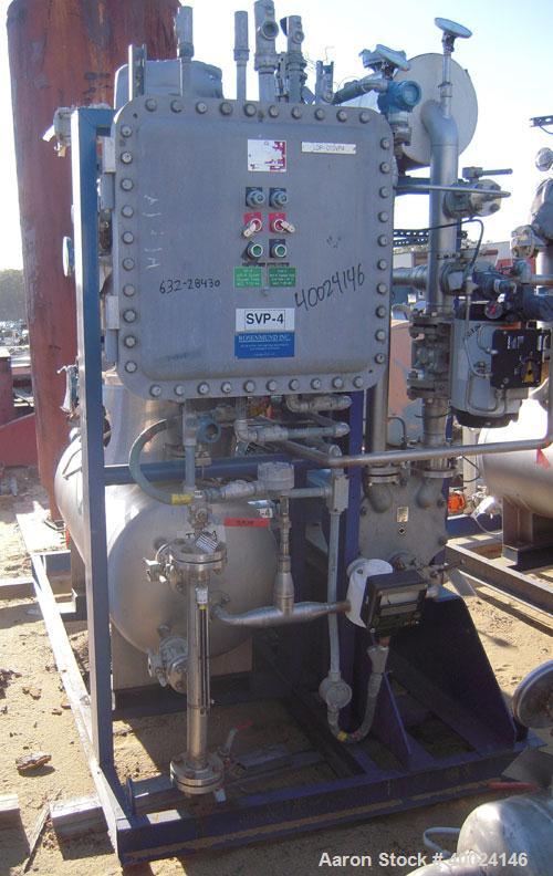 Used Rosenmund Apovac System, Hastelloy construction, consisting of: (1) Sulker Burckhardt liquid ring compressor, model PMZU2510H8, C-22. Single mechanical seal, 15 hp motor. (1) Kontro transfer pum...