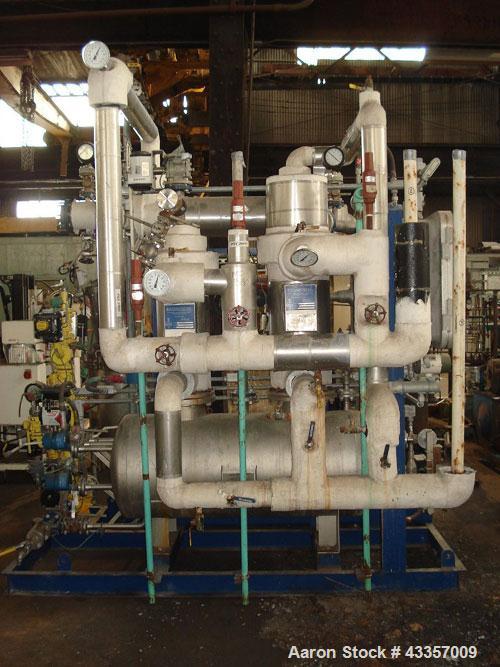 Used Rosenmund APOVAC Solvent Recovery System, 316 Stainless Steel. Consists of model PMZU 2510 D8 Sulzer Burckhardt liquid ring vacuum pump, 15 hp, 230/460 volt motor, xp, serial #53449, horizontal ...