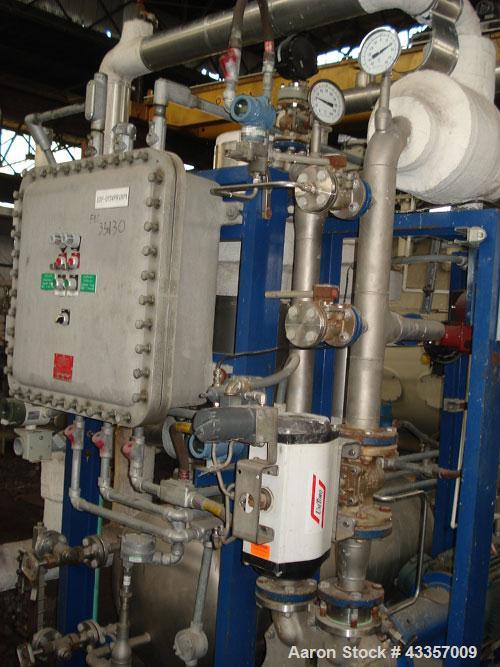 Used Rosenmund APOVAC Solvent Recovery System, 316 Stainless Steel. Consists of model PMZU 2510 D8 Sulzer Burckhardt liquid ring vacuum pump, 15 hp, 230/460 volt motor, xp, serial #53449, horizontal ...