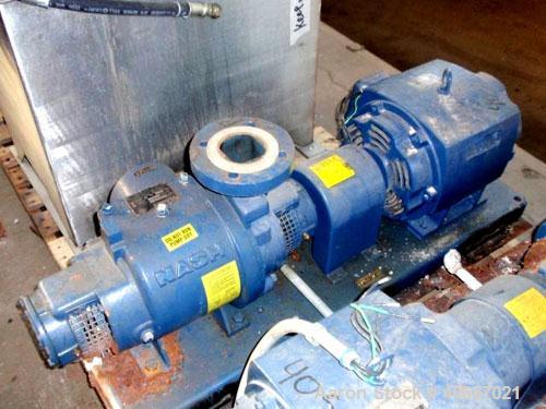 Used Nash Liquid Ring Compressor, Model SC2/7, carbon steel. Rated up to 200 cfm and 28" of vacuum. 3" inlet, 2" outlet. Driven by a 15 hp, 3/60/230/460 volt motor. Base mounted.
