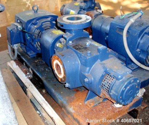 Used Nash Liquid Ring Compressor, Model SC2/7, carbon steel. Rated up to 200 cfm and 28" of vacuum. 3" inlet, 2" outlet. Driven by a 15 hp, 3/60/230/460 volt motor. Base mounted.
