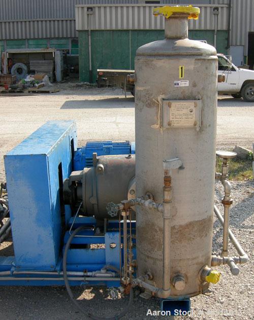 Used Nash Single Stage Liquid Ring Vacuum Pump, size SC6SS, stainless steel. 11 1/4" O.D. flanged inlet with a 5 3/4" x 5 3/4" inlet, 4" outlet. Driven by a 40 hp, 3/60/460 volt, 1780 rpm motor. Incl...
