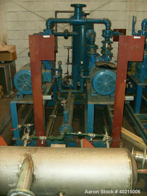 Used Sihi Vacuum Pump Skid, 9-PU-54A/B. Liquid ring, model LPHR 50518 BN117020. Motor 15 hp, 1765 rpm, 254T frame, 330/575 volt, 3 phase, 60 hz, TEFC; heat exchanger; stainless steel knockout pot.