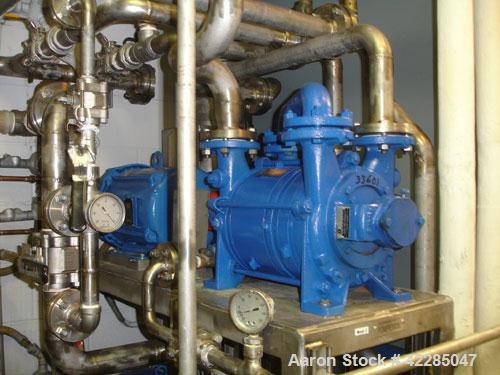 Used Sihi Liquid Ring Vacuum Pump, model LPH-54312, stainless steel. 2" inlet/outlet. Approximately 102 cfm at 20" HG. Driven by a 7.5 hp motor. Mounted on a base. Price includes 15% buyer's premium....
