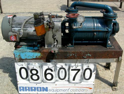 Used Sihi Liquid Ring Vacuum Pump, Model LPH45317, Carbon Steel. 1 1/2" inlet/outlet with manifold. Approximate 105 CFM at 4" to 12" HG. Driven by a 10 HP, 3/60/230/460 Volt, 1760 RPM motor. Mounted ...