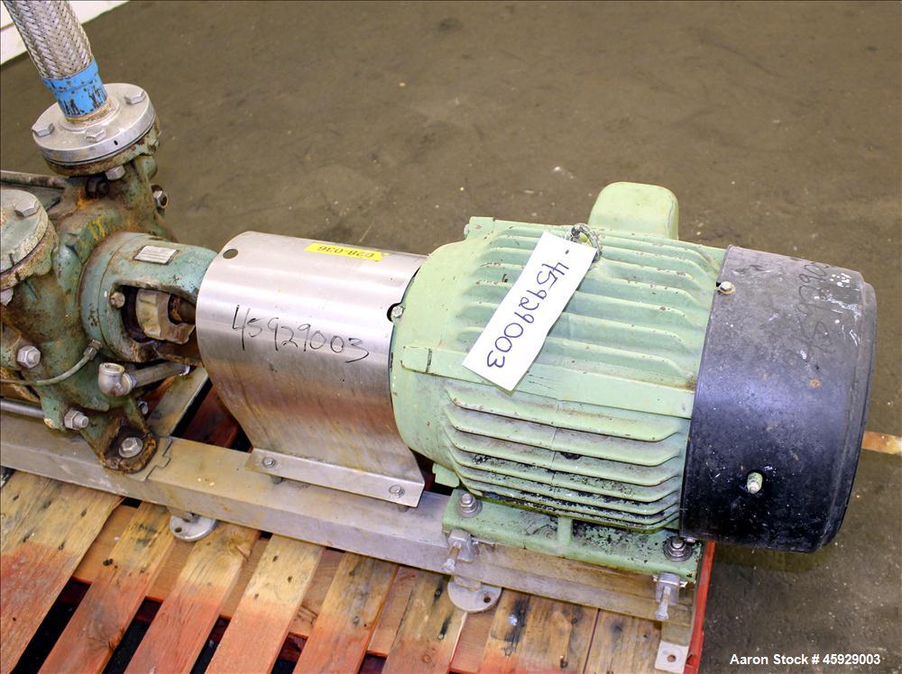 Used Sihi Liquid Ring Vacuum Pump, Model LPHA-5612-PN041010, Carbon Steel. 2" inlet/outlet. 177 CFM with 20" Hg at 1750 RPM. Driven by 20hp, 3/60/575 volt, 1770 RPM, motor. Base mounted. Serial# 2954...