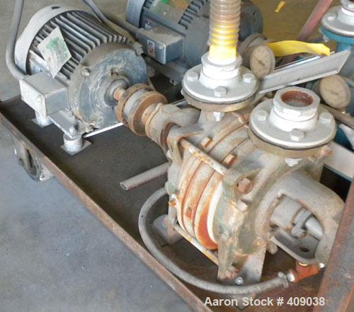 Used Sihi Liquid Ring Vacuum Pump, Model LPHB-3404, Carbon Steel. 1-1/2" inlet/outlet. Approximately 32 CFM at 24" HG. Driven by a 5 HP, 3/60/230/460 Volt, 1740 RPM motor. Requires a base.