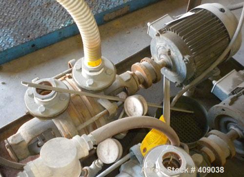 Used Sihi Liquid Ring Vacuum Pump, Model LPHB-3404, Carbon Steel. 1-1/2" inlet/outlet. Approximately 32 CFM at 24" HG. Driven by a 5 HP, 3/60/230/460 Volt, 1740 RPM motor. Requires a base.