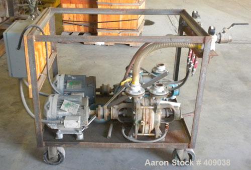 Used Sihi Liquid Ring Vacuum Pump, Model LPHB-3404, Carbon Steel. 1-1/2" inlet/outlet. Approximately 32 CFM at 24" HG. Driven by a 5 HP, 3/60/230/460 Volt, 1740 RPM motor. Requires a base.
