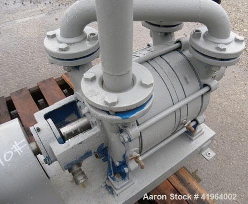 Used Sihi Liquid Ring Vacuum Pump, Model LPHR-55312, Carbon Steel. 2" inlet/outlet. Approximately 185 cfm at 20" HG. Driven by a 15 hp, 3/60/230/460 volt, 1760 rpm motor. Base mounted with a tank.