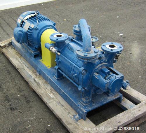Unused- Sihi Liquid Ring Vacuum Pump, Model LPHR55316ABADD4B4, 316 Stainless Steel. 2" Inlet/outlet. Approximately 228 cfm at 20" HG. Driven by a 20 hp, 3/60/230/460 volt, 1770 rpm motor. Base mounte...