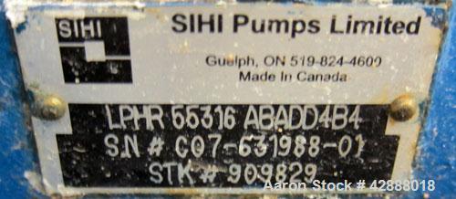 Unused- Sihi Liquid Ring Vacuum Pump, Model LPHR55316ABADD4B4, 316 Stainless Steel. 2" Inlet/outlet. Approximately 228 cfm at 20" HG. Driven by a 20 hp, 3/60/230/460 volt, 1770 rpm motor. Base mounte...