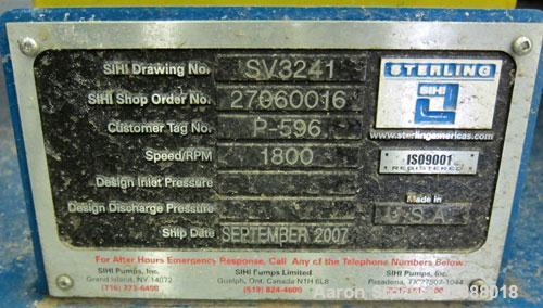 Unused- Sihi Liquid Ring Vacuum Pump, Model LPHR55316ABADD4B4, 316 Stainless Steel. 2" Inlet/outlet. Approximately 228 cfm at 20" HG. Driven by a 20 hp, 3/60/230/460 volt, 1770 rpm motor. Base mounte...