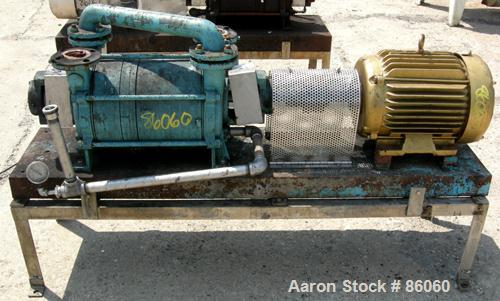 USED: Sihi liquid ring vacuum pump, model LPHR55320, carbon steel. 2" inlet/outlet with manifold. Approximate cfm 200 at 4" to 12" hg. Driven by a 20 hp, 3/60/230/460 volt, 1750 rpm motor. Frame moun...