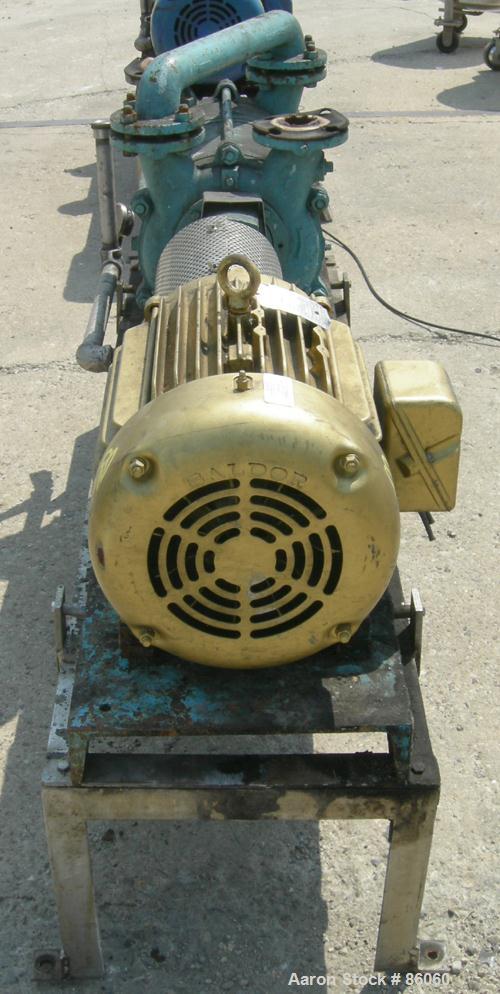 USED: Sihi liquid ring vacuum pump, model LPHR55320, carbon steel. 2" inlet/outlet with manifold. Approximate cfm 200 at 4" to 12" hg. Driven by a 20 hp, 3/60/230/460 volt, 1750 rpm motor. Frame moun...