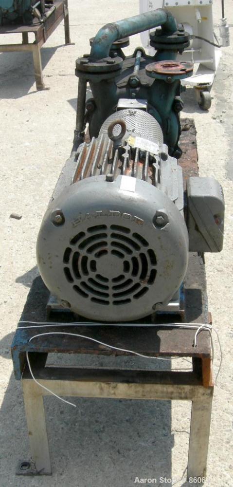 USED: Sihi liquid ring vacuum pump, model LPHR55320, carbon steel. 2" inlet/outlet with manifold. Approximate cfm 200 at 4" to 12" hg. Driven by a 20 hp, 3/60/230/460 volt, 1750 rpm motor. Frame moun...