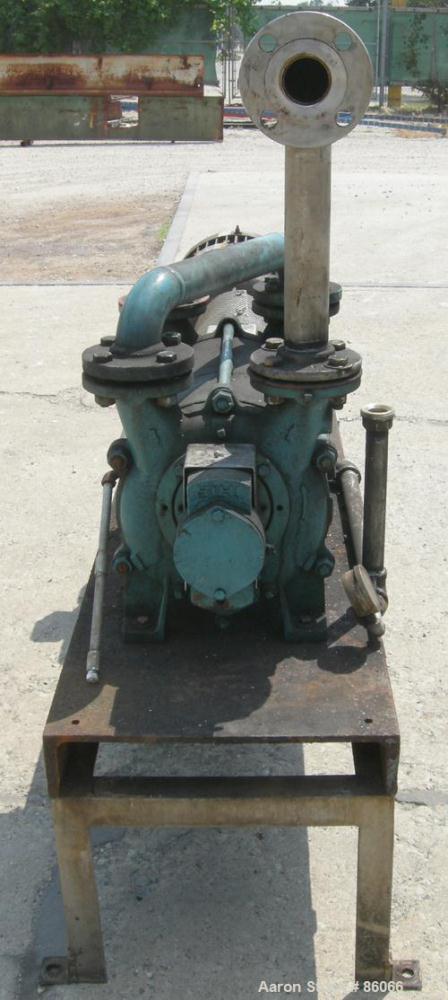 USED: Sihi liquid ring vacuum pump, model LPHR55320, carbon steel. 2" inlet/outlet with manifold. Approximate cfm 200 at 4" to 12" hg. Driven by a 20 hp, 3/60/230/460 volt, 1750 rpm motor. Frame moun...