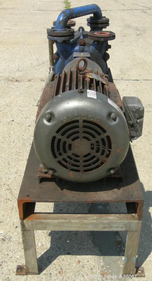 USED: Sihi liquid ring vacuum pump, model LPHR55320, carbon steel. 2" inlet/outlet with manifold. Approximate cfm 200 at 4" to 12" hg. Driven by a 20 hp, 3/60/230/460 volt, 1750 rpm motor. Frame moun...