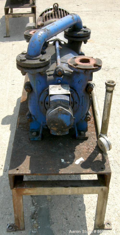 USED: Sihi liquid ring vacuum pump, model LPHR55320, carbon steel. 2" inlet/outlet with manifold. Approximate cfm 200 at 4" to 12" hg. Driven by a 20 hp, 3/60/230/460 volt, 1750 rpm motor. Frame moun...