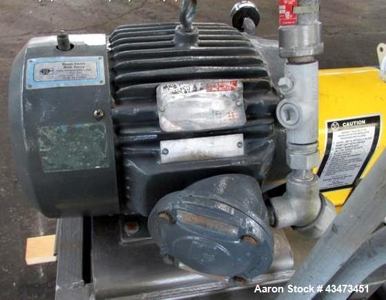Used SIHI Vacuum Pump, Model LPHY-45317. 316 Stainless steel construction. Nominally rated 105 cfm at 4" vacuum to 72 cfm at 28.9" vacuum. Driven by 10hp, 3/60/230/460 volt XP motor. Mounted on a uni...
