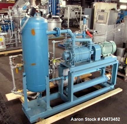 Used SIHI Vacuum Pump, Model LPHY-45317. 316 Stainless steel construction. Nominally rated 105 cfm at 4" vacuum to 72 cfm at 28.9" vacuum. Driven by 10hp, 3/60/230/460 volt, 1755 rpm XP motor. Mounte...