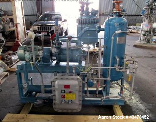 Used SIHI Vacuum Pump, Model LPHY-45317. 316 Stainless steel construction. Nominally rated 105 cfm at 4" vacuum to 72 cfm at 28.9" vacuum. Driven by 10hp, 3/60/230/460 volt, 1755 rpm XP motor. Mounte...