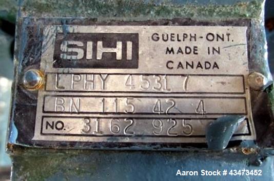 Used SIHI Vacuum Pump, Model LPHY-45317. 316 Stainless steel construction. Nominally rated 105 cfm at 4" vacuum to 72 cfm at 28.9" vacuum. Driven by 10hp, 3/60/230/460 volt, 1755 rpm XP motor. Mounte...