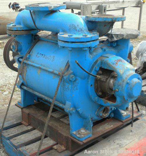 Used Sihi Liquid Ring Vacuum Pump, Model LPHY 70540, 316 Stainless Steel. 5" Inlet/outlet. Approximately 880 cfm at 4" HG. Mounted on a base. Includes a 25hp, 3/60/230/460 volt, 1170 rpm motor.