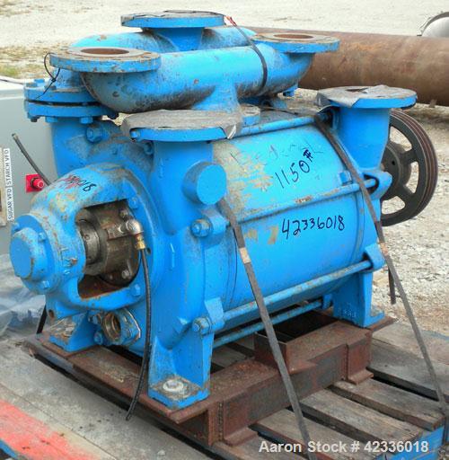 Used Sihi Liquid Ring Vacuum Pump, Model LPHY 70540, 316 Stainless Steel. 5" Inlet/outlet. Approximately 880 cfm at 4" HG. Mounted on a base. Includes a 25hp, 3/60/230/460 volt, 1170 rpm motor.
