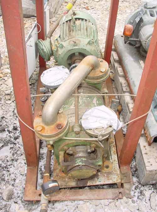 USED: Sihi liquid ring vacuum pump, stainless steel. 2" inlet/2" outlet. Driven by a 5 hp, 3/60/230/460 volt, 1160 rpm XP motor. Includes a mechanical seal. Mounted on a carbon steel base.