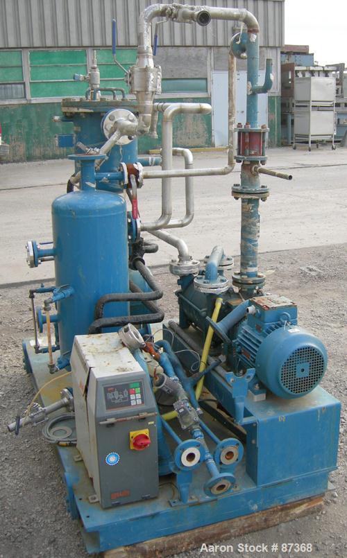 Used Sihi Liquid Ring Vacuum Pump System Consisting Of Sihi Liquid Ring Pump, Model PI45310, Carbon Steel Construction. 1-1/2" inlet/outlet with manifold. Approximately 105 CFM at 4" to 12" HG. Drive...