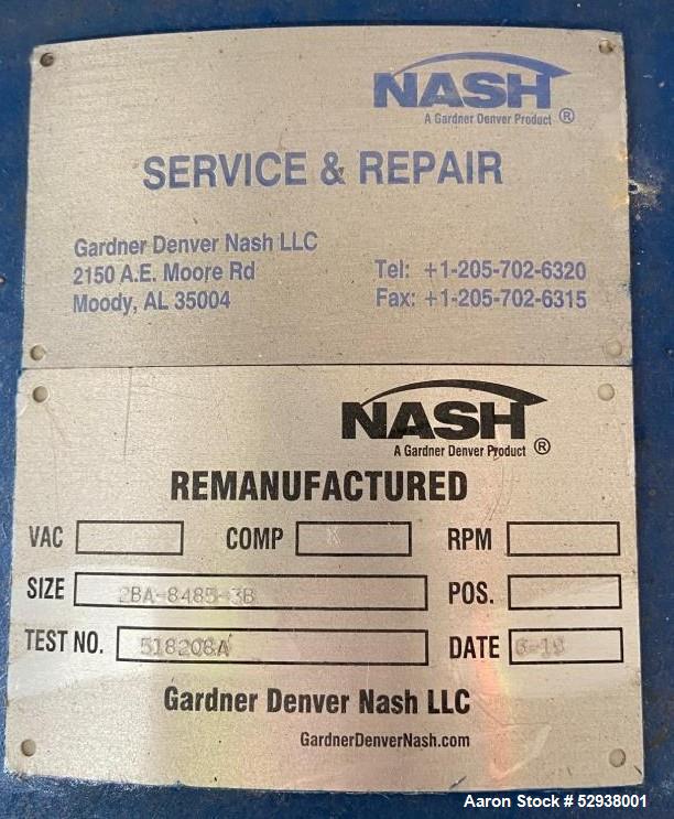 Used- Nash Vacuum Pump, Model 2BA, Requires 500 HP Motor