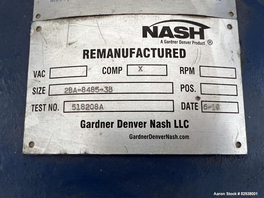 Used Nash 2BA Vacuum Pump – Type ELMO-F, 1,200-13,000 ACFM, 50 PSIA