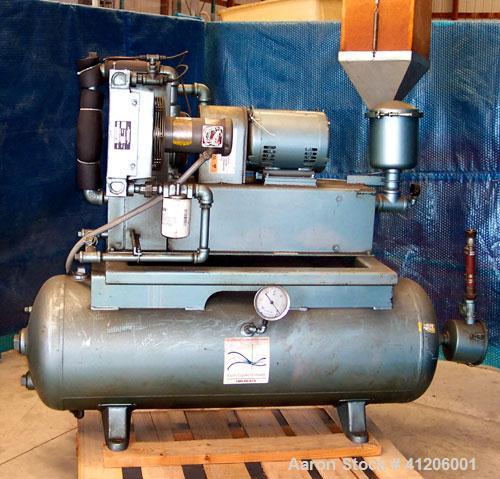 Used Squire Cogswell Rotary Vane Vacuum Pump, Approximate capacity 60 CFM, Carbon Steel. Serial #AAF09019CQ. Driven by a 3 hp, 3/60/208-230/460 volt, 1160 rpm motor. Includes a Thermal Transfer Produ...