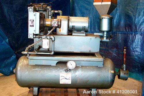 Used Squire Cogswell Rotary Vane Vacuum Pump, Approximate capacity 60 CFM, Carbon Steel. Serial #AAF09019CQ. Driven by a 3 hp, 3/60/208-230/460 volt, 1160 rpm motor. Includes a Thermal Transfer Produ...