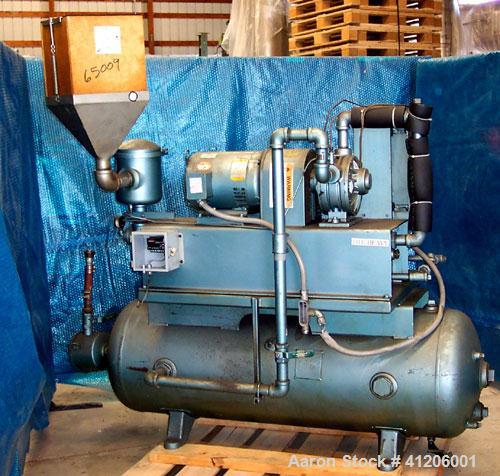 Used Squire Cogswell Rotary Vane Vacuum Pump, Approximate capacity 60 CFM, Carbon Steel. Serial #AAF09019CQ. Driven by a 3 hp, 3/60/208-230/460 volt, 1160 rpm motor. Includes a Thermal Transfer Produ...